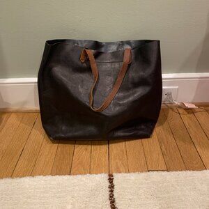 Black and Brown Madewell Transport Leather Tote Bag Good Used Condition